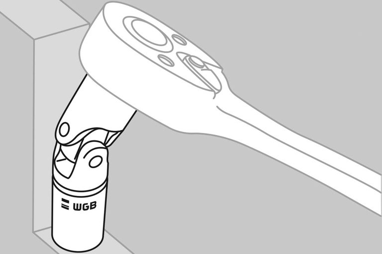 Logo WGB pe o cheie cu clichet cu articulație flexibilă