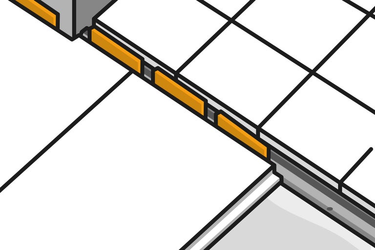 Ilustrație a unui sistem de gresie cu șină de gresie.