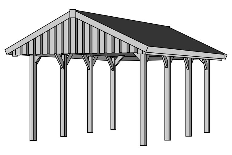 Copertină de lemn cu acoperiș