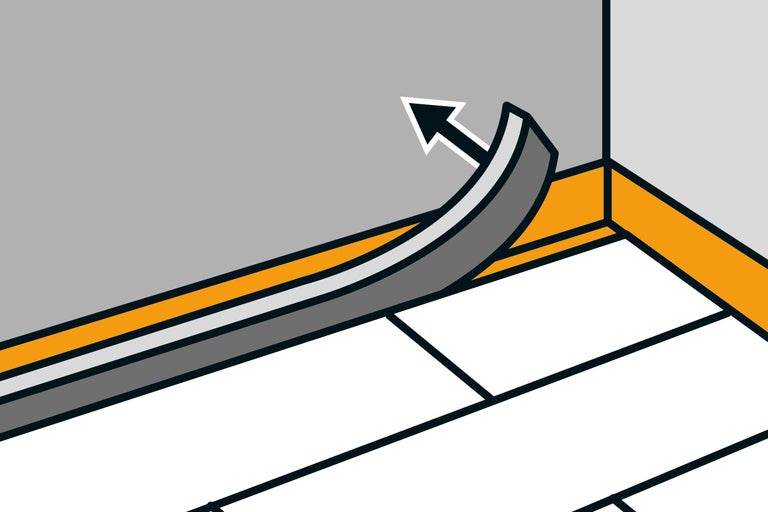 Ilustrație a montării unei plinte în interior