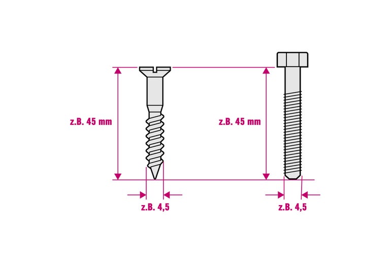 Desen tehnic cu șuruburi și dimensiuni