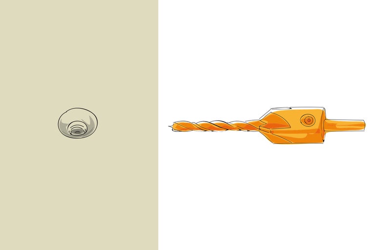 Schiță a unui burghiu și a unui șablon de găurire