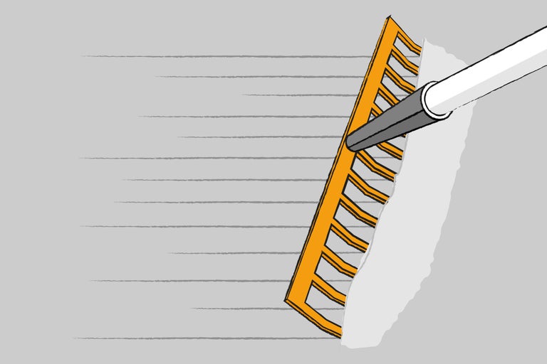 Ilustrație a unei greble pentru netezirea suprafețelor