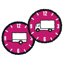 Simbol pentru timpul de livrare cu camion și remorcă