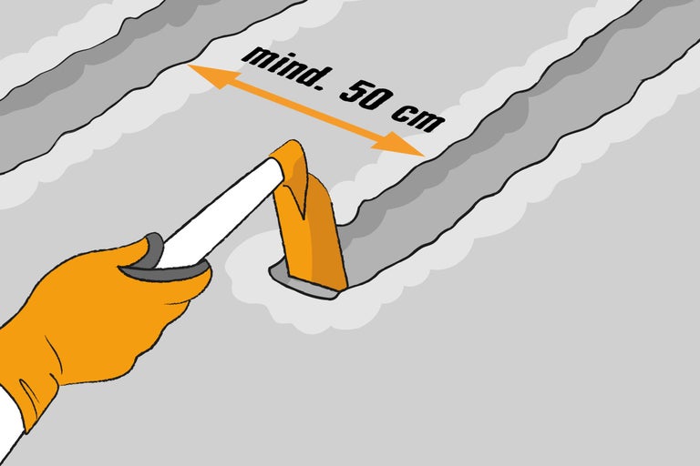 Ilustrație care arată o distanță minimă de 50 de centimetri