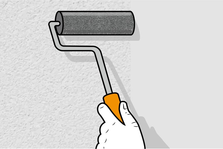 Ilustrație cu o persoană care zugrăvește un perete cu trafaletul