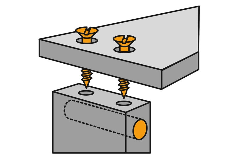 Îmbinarea a două bucăți de lemn cu șuruburi