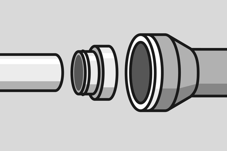 Ilustrație cu țevi de apă uzată cu mufă