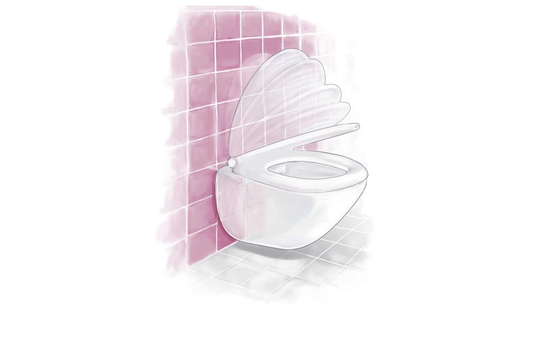 WC suspendat din ceramică cu margine deschisă de spălare și capac WC
