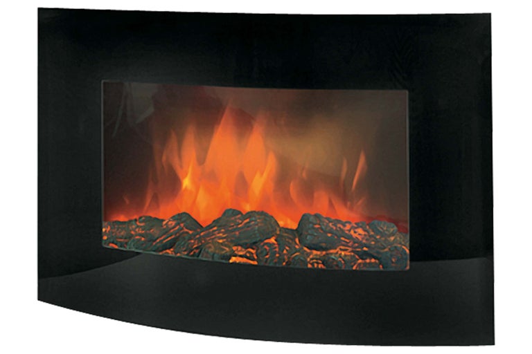 Șemineu electric de perete cu efect de flacără și imitație de bușteni