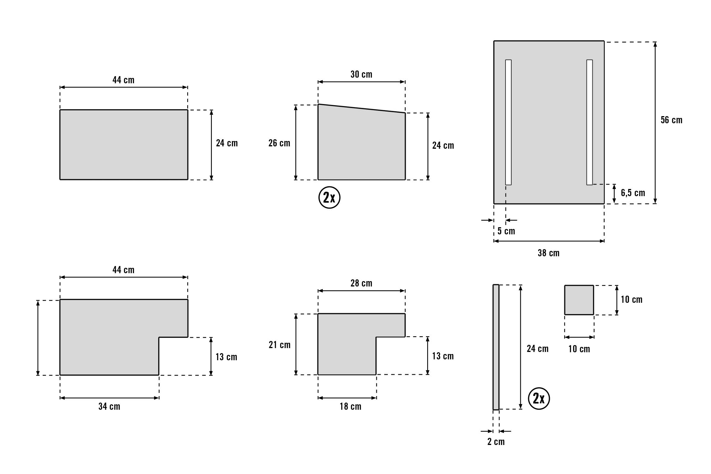 Dimensiunile diferitelor piese de mobilier în centimetri