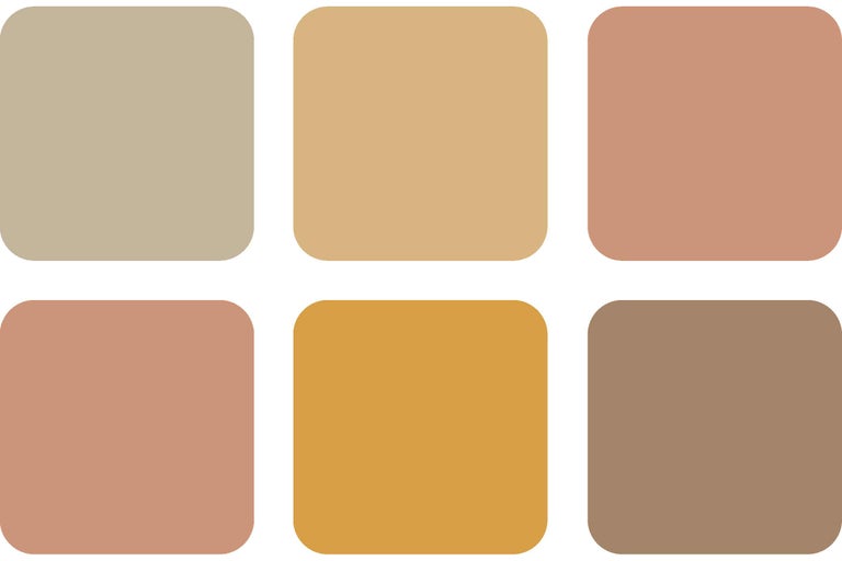 Paletar de culori cu șase nuanțe diferite