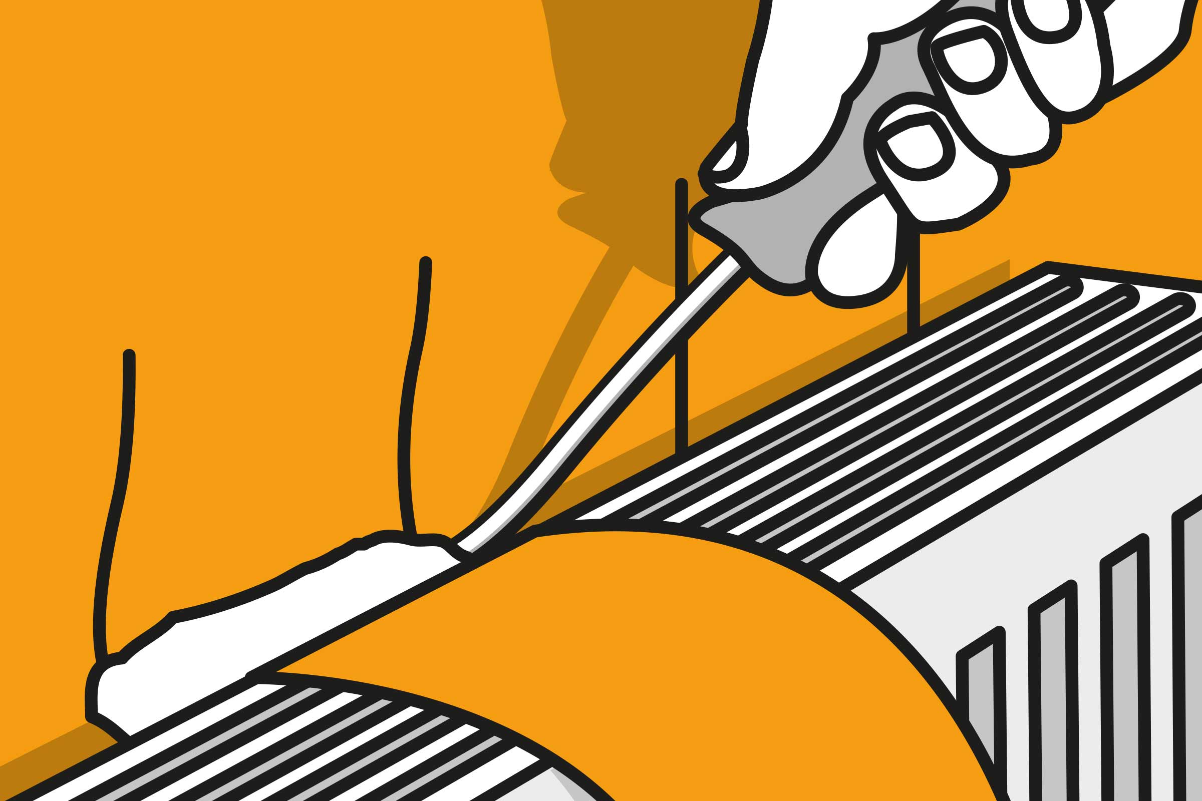 O persoană reglează o supapă de radiator cu o șurubelniță.