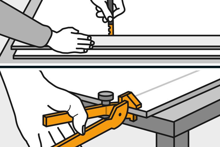 Ilustrație cu artizani care taie lemn și îl prelucrează cu un compas de trasare