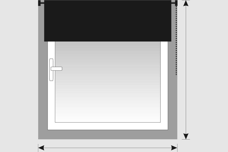 Desen schematic al unei ferestre cu jaluzea pentru a ilustra instrucțiunile de măsurare