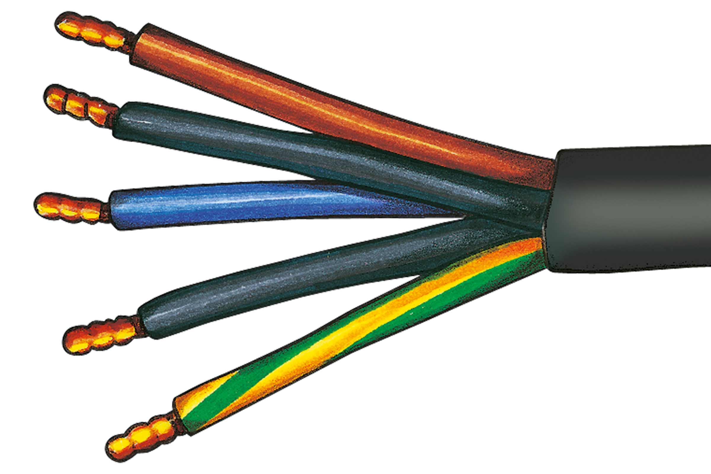 Cablu electric cu cinci fire cu capete dezizolate