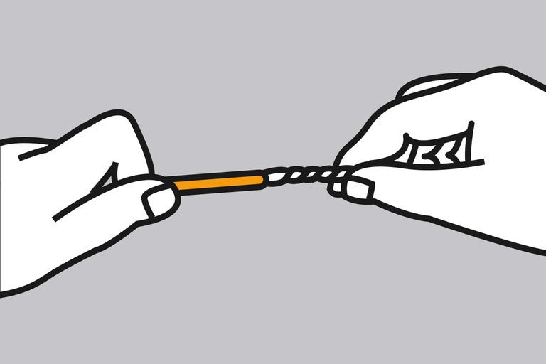 Ilustrație care arată răsucirea capetelor de cablu cu două mâini