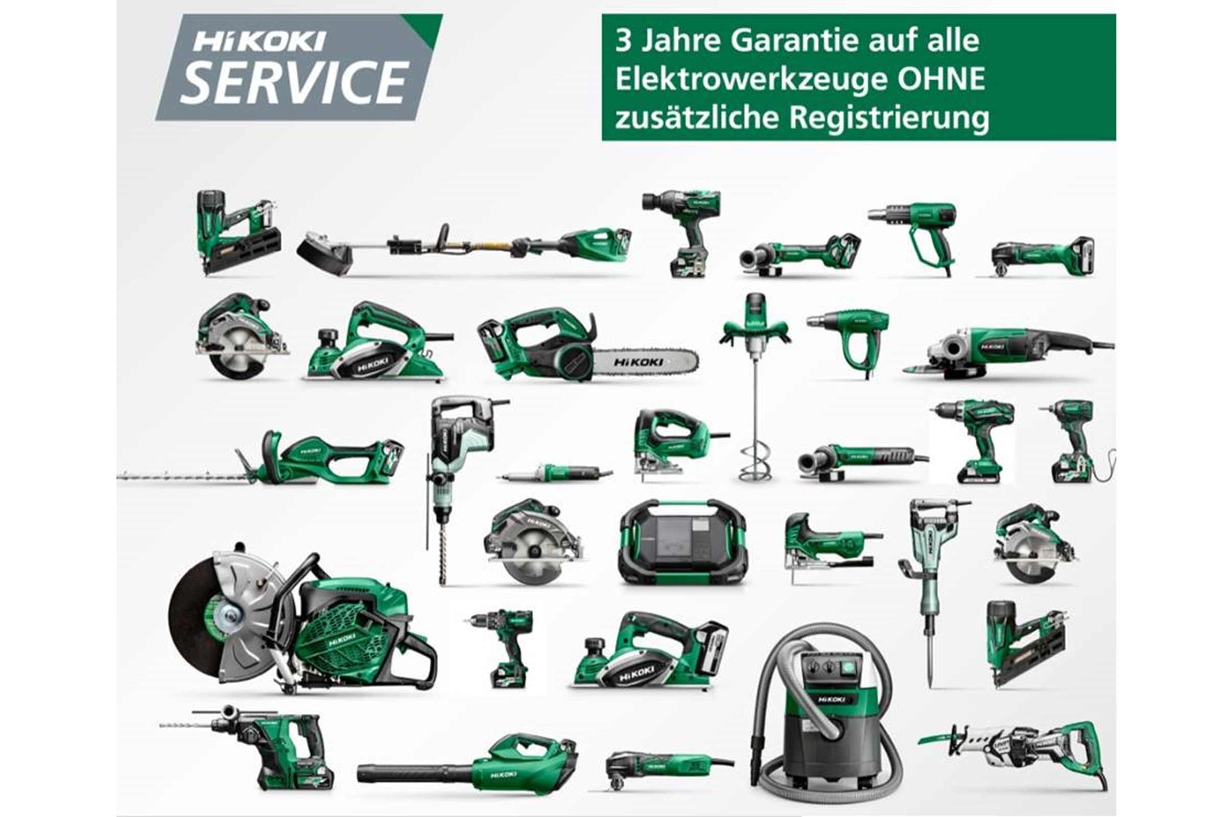 Unelte electrice HiKoki cu garanție de trei ani fără înregistrare suplimentară