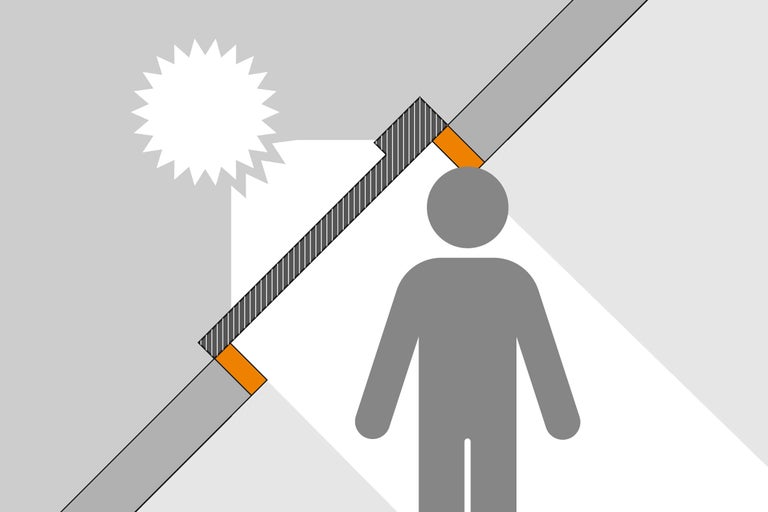 Reprezentare a unei pante de acoperiș cu izolație și o persoană stilizată.