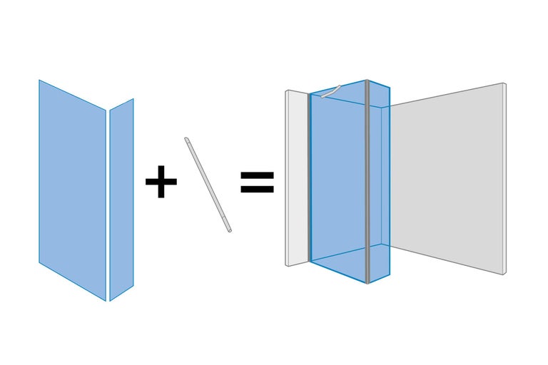 Ilustrație a construcției unui perete de duș