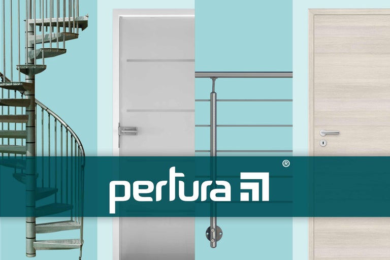 Imagine de produs cu scară spirală, ușă și balustradă