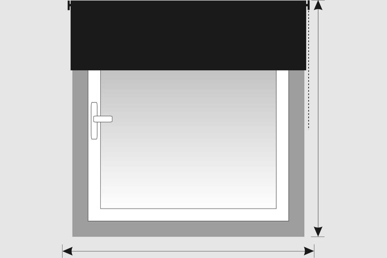 Fereastră cu săgeți de cotă și oblon