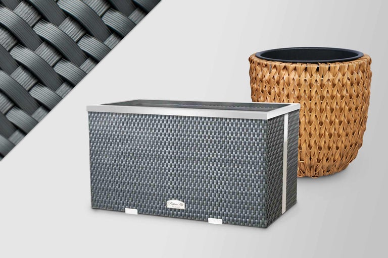 Jardinieră dreptunghiulară din ratan cu inserție