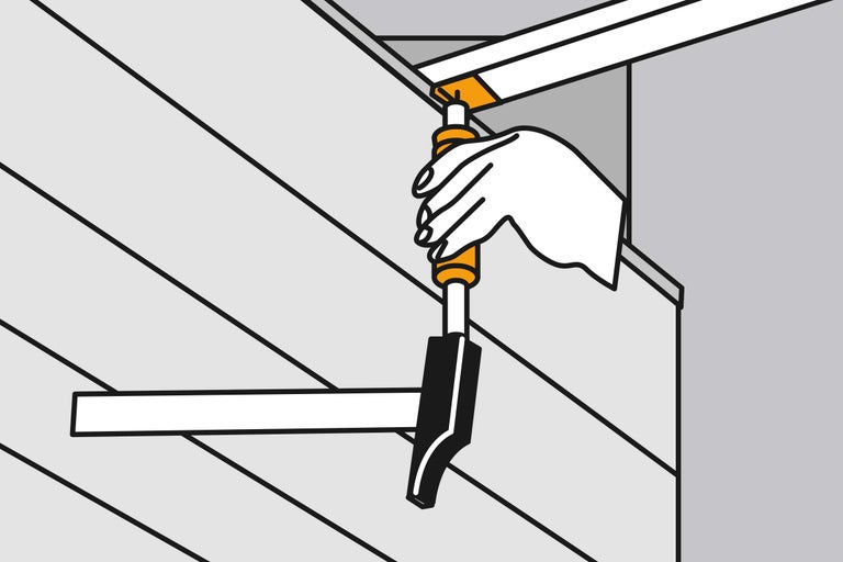 Ilustrație a unei mâini care ține o unealtă pentru alinierea panourilor