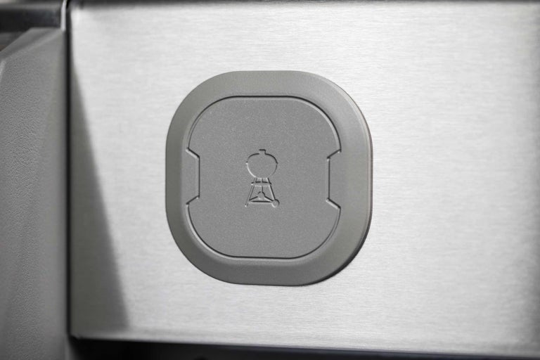 Logo Weber pe un capac gri