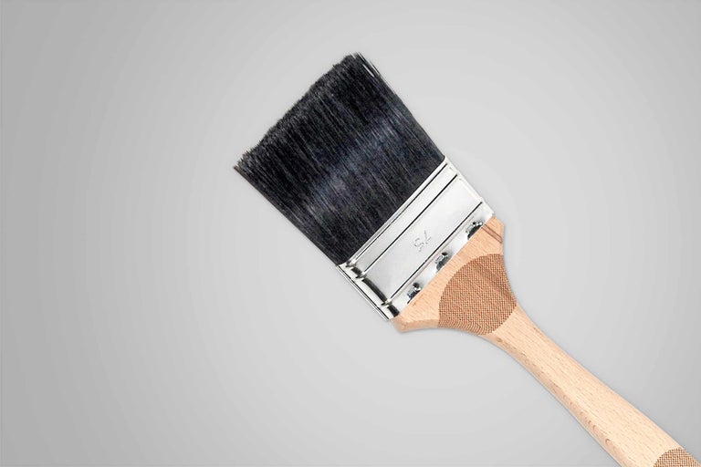 Pensulă plată cu mâner din lemn și lățime de 75 milimetri