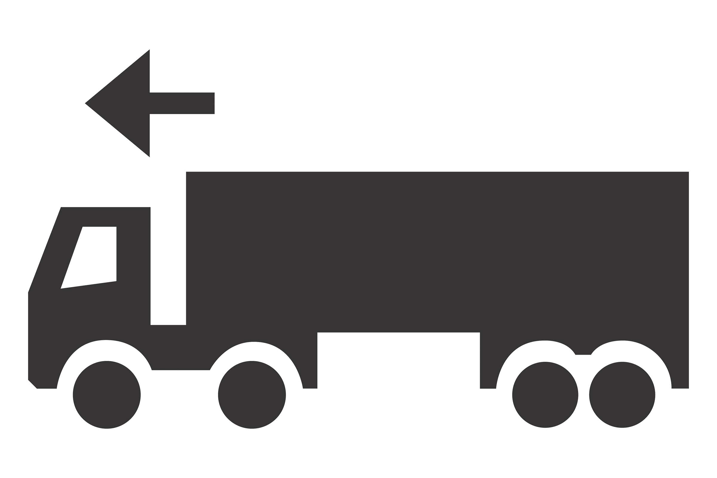 Simbol pentru camion cu săgeată spre stânga