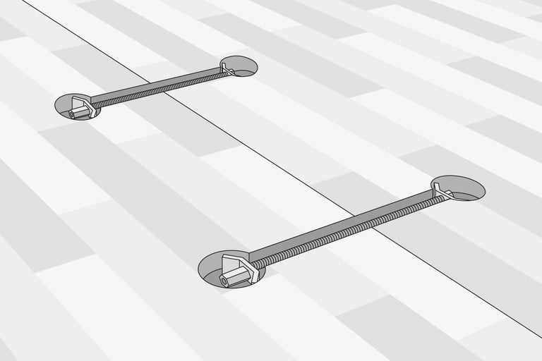Două tije filetate pentru fixarea podelei