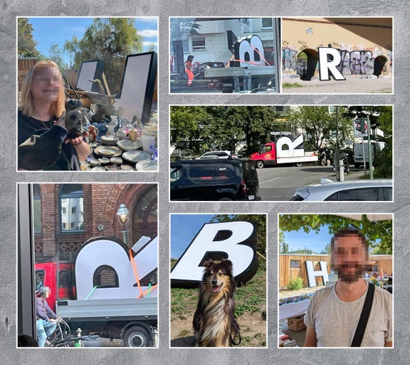 Colaj de fotografii diverse cu litere majuscule în medii diferite.