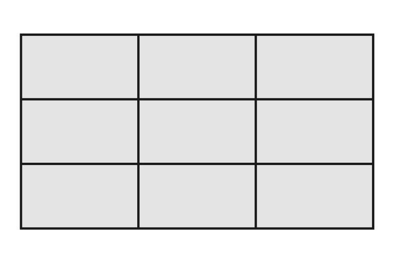 Nouă dreptunghiuri, aranjate într-o grilă