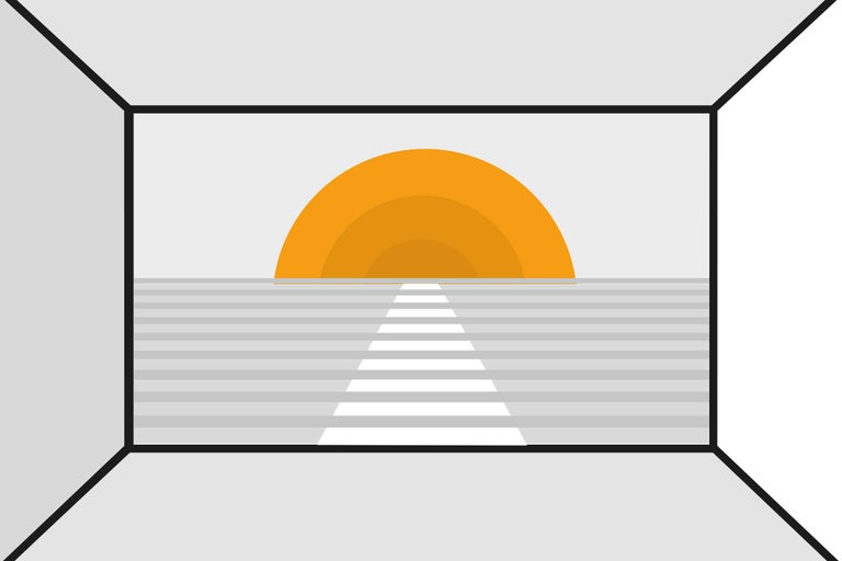 Imagine simbol pentru design interior cu soare și tapet în dungi