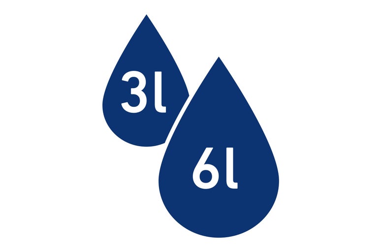 Simbol pentru recipiente cu volume de trei și șase litri