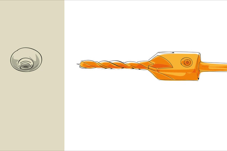 Schiță cu burghiu elicoidal și mandrină