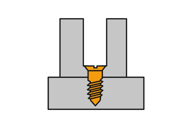 Ilustrație a unui element de șurub într-o componentă din lemn