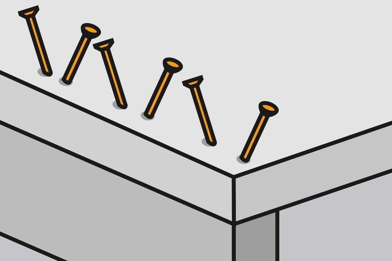 Ilustrație cu cuie bătute în lemn
