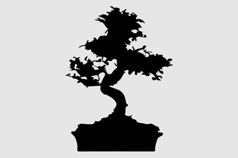 Silueta unui bonsai într-un ghiveci