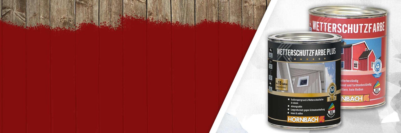 Doze de vopsea rezistentă la intemperii în fața unui perete de lemn vopsit parțial cu vopsea