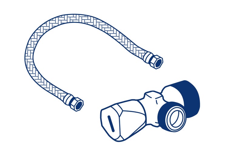 Robinet de colț cu furtun blindat