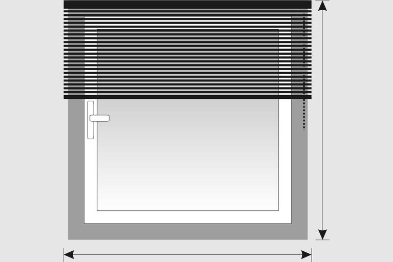 Imagine a unei ferestre cu jaluzea pentru ilustrarea dimensiunilor.