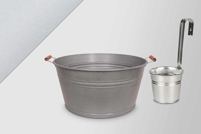 Găleată metalică și polonic pentru accesorii de saună