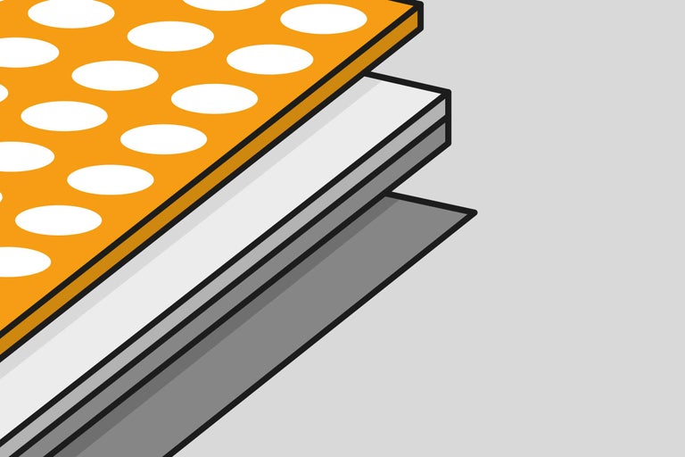 Ilustrație cu trei plăci din materiale diferite
