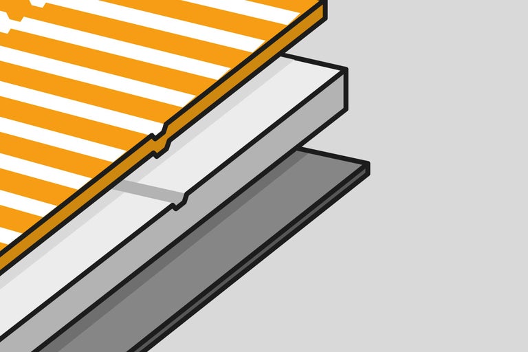 Ilustrație cu trei straturi de material suprapuse.