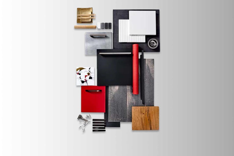 Colaj cu diverse materiale și culori pentru designul bucătăriei