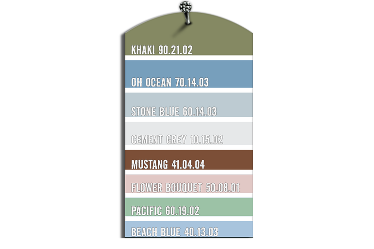Paletar de culori cu diferite nuanțe și nume.