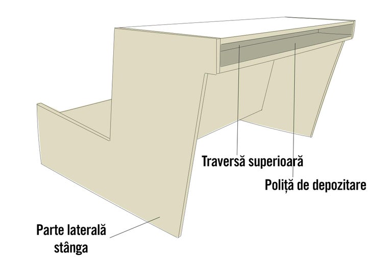 Ilustrație a unui birou cu spațiu de depozitare