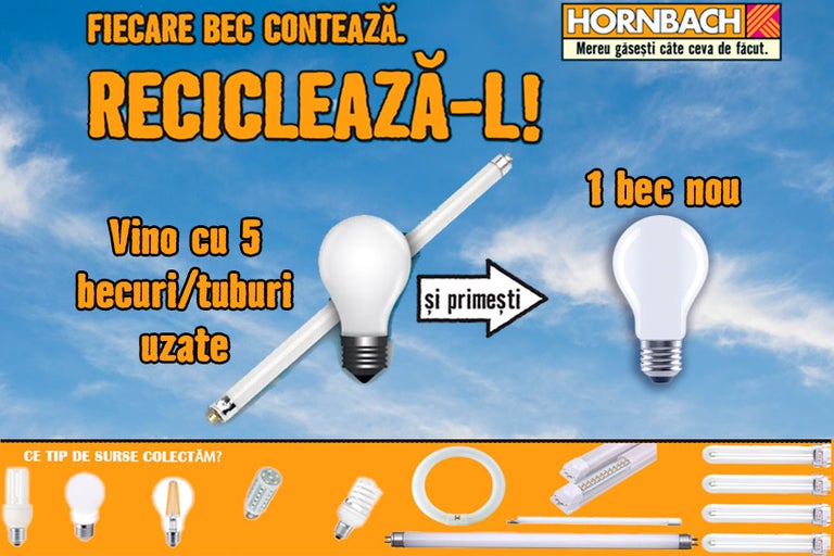 Campanie de reciclare pentru lămpi și corpuri de iluminat la Hornbach